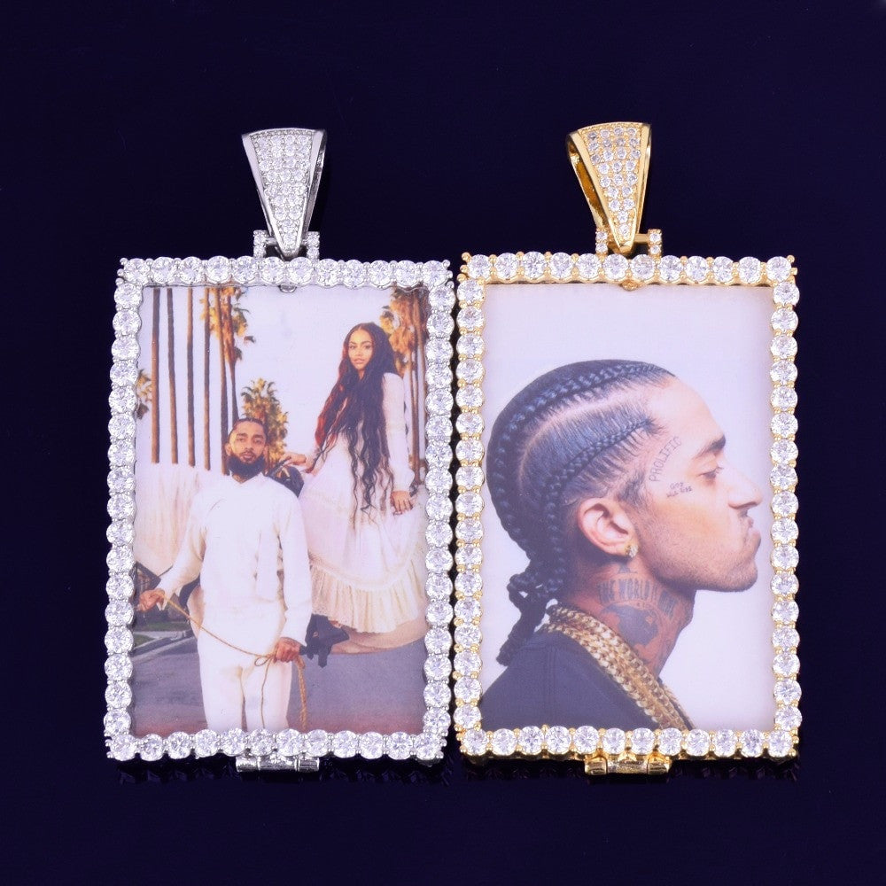 Moments In Time | 4 Prong Set Custom Square Picture Hip Hop Pendant