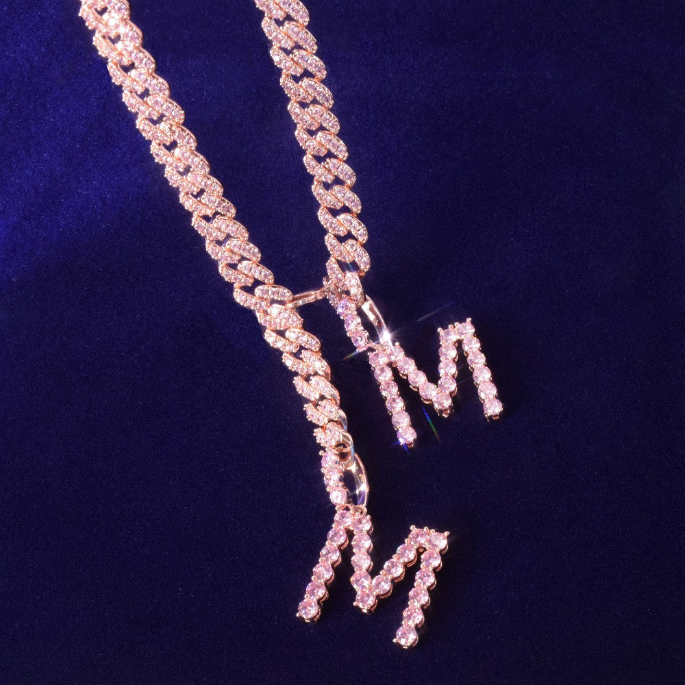 Gilded Monogram Charms | 10mm Rose Gold Tennis Letter Custom Necklace