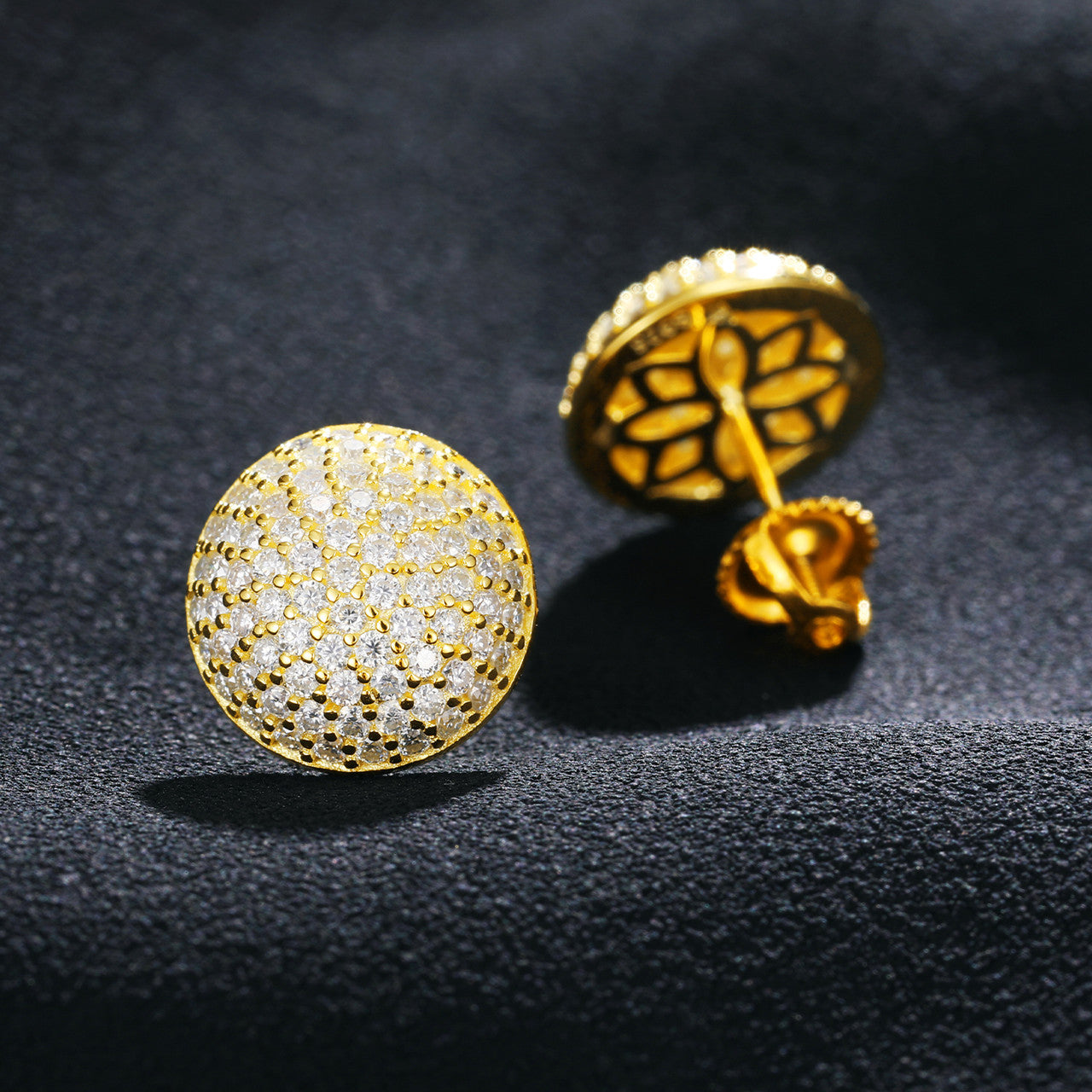 100% Genuine Sterling Silver Lab Diamond Iced Snow Caps Hip Hop Earrings