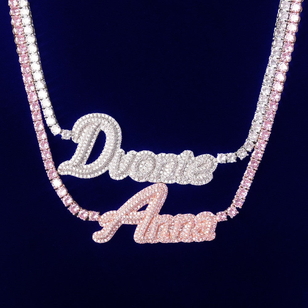 AAA Micro Pave Close Cut Custom Name 18k Silver Rose Gold Hip Hop Pendants