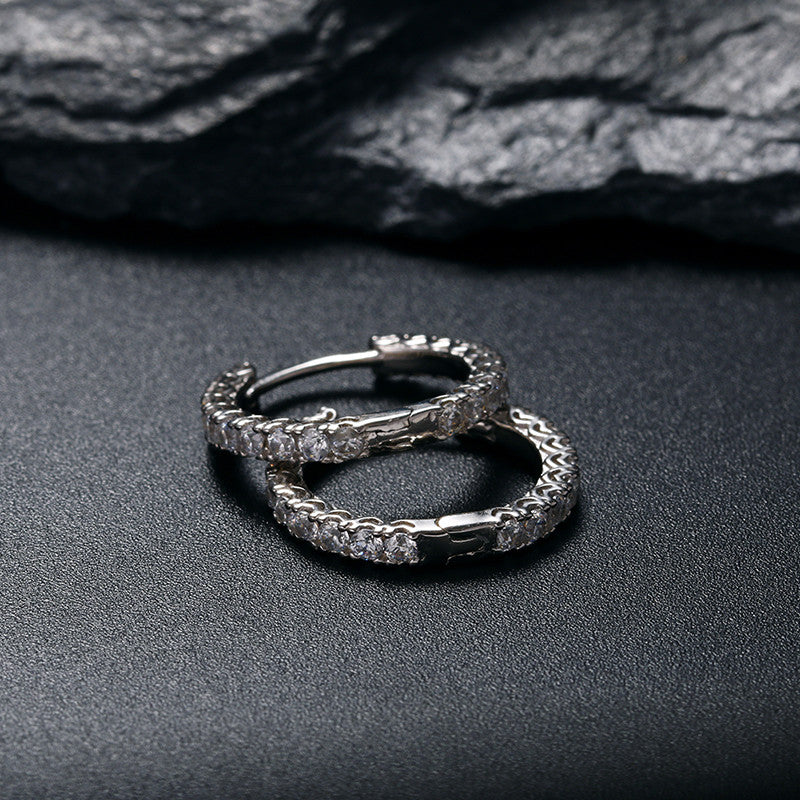 Hoop Classic | 925 Sterling Silver Prong Set Round Stud VVS Diamond CZ Hoop Earrings