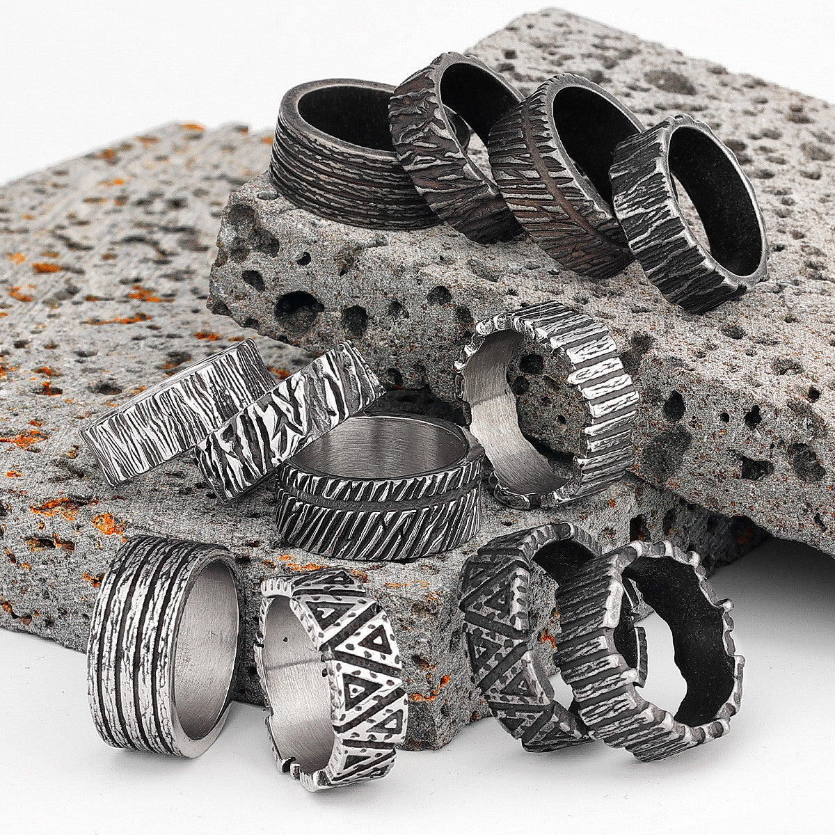 Vintage Black | 316L Stainless Steel Intricate Style Unique Men's Street Wear Rings