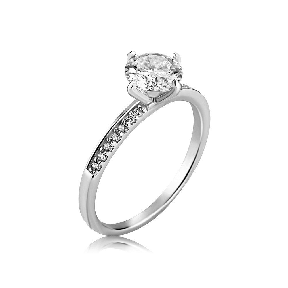 Ladies Bling Classic Moissanite D Color VVS1 Solid Sterling Silver Ring