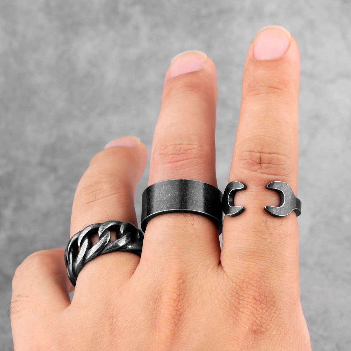 The Wrench | No Fade 316L Black Stainless Steel Grease Monkey Wrench Ring