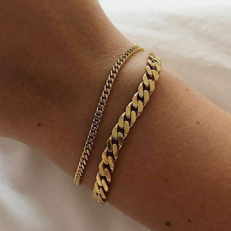 18k Gold Stainless Steel Cuban Rope Tennis Link No Fade Street Style Braclets