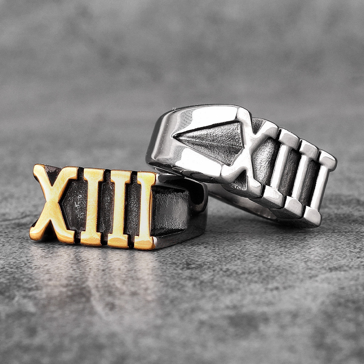 Luck Number 13 | Stainless Steel Men's  14k Gold Accent Designer Men's Rings