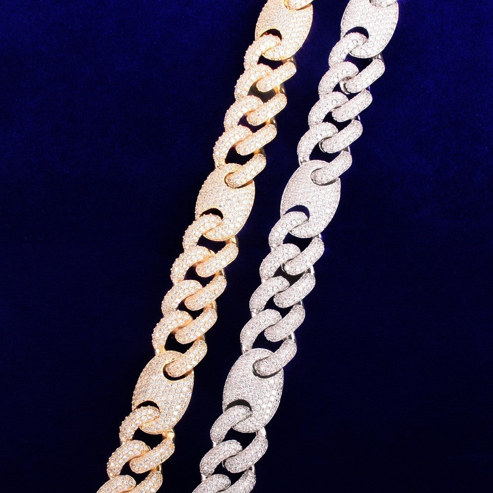 Big Dogs 18mm Street Rock Flooded Ice AAA Stone Designer Cuban Link Hip Hop Chains