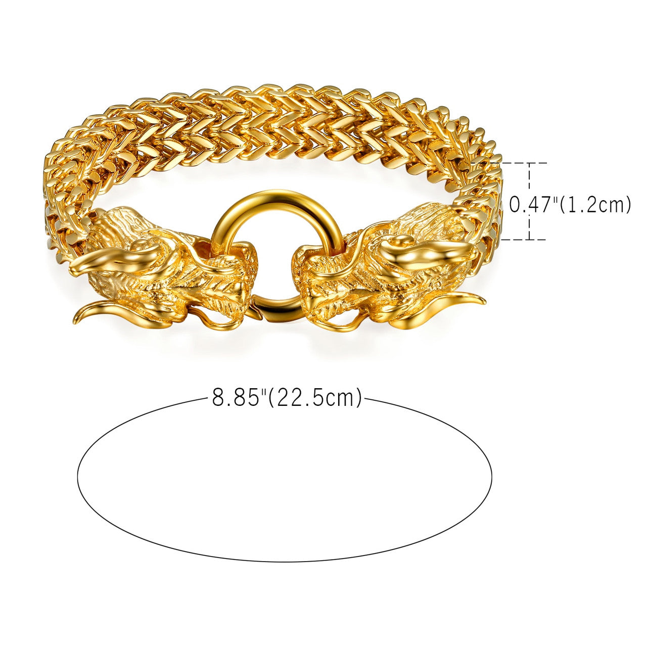 Mens 316L Stainless Steel Foxtail Chinese Style Dragon Chain Bracelet