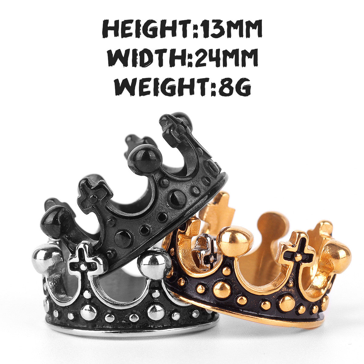 Royal Crown | 316L No Fade Stainless Steel Retro CZ Stone Fashion Street Wear Rings