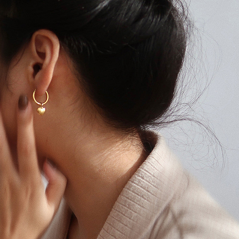 Heart Charm | 18k Gold over No Fade Stainless Steel Heart Huggie Earrings