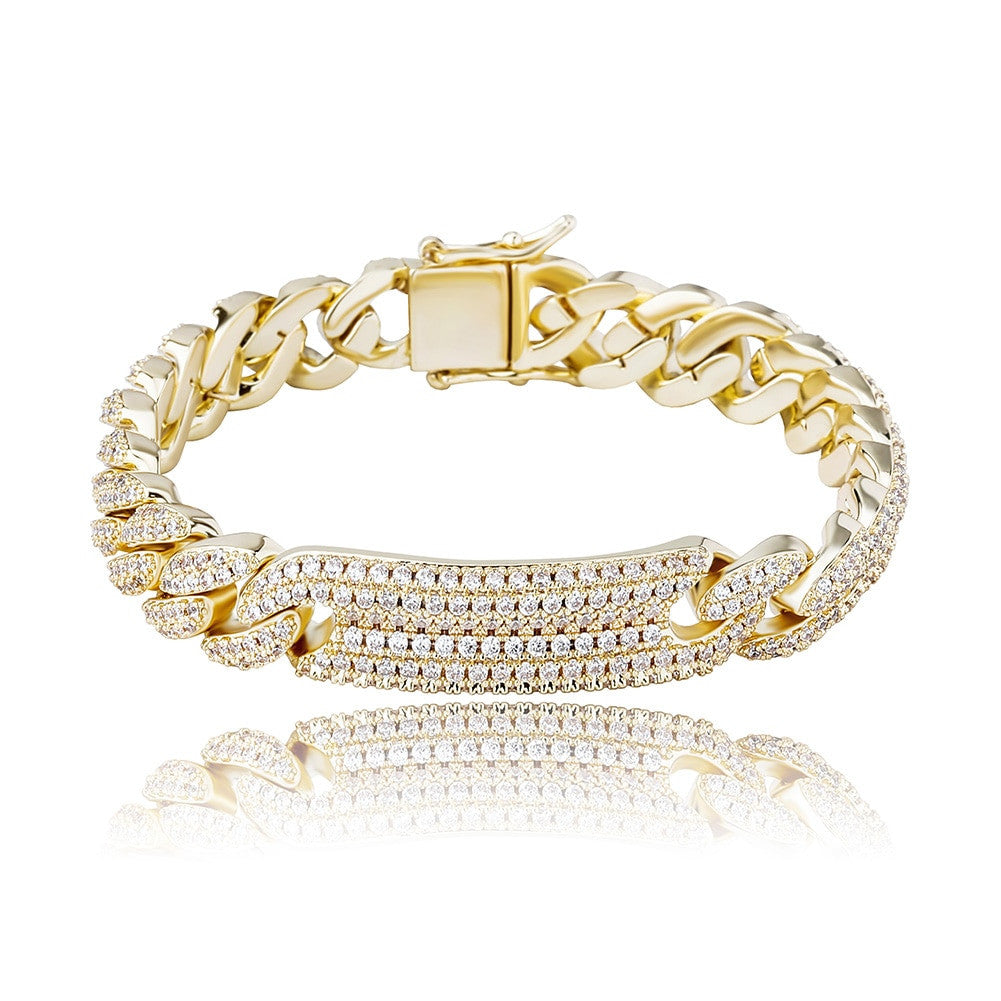 Flooded Ice AAA Micro Pave 9mm ID Style Miami Cuban Hip Hop Chain Bracelet