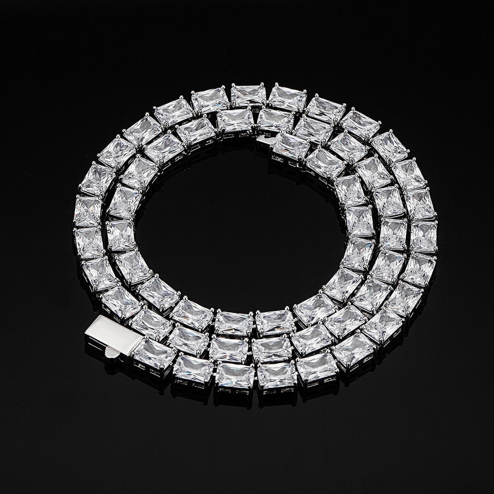 Flooded Ice Spring Clasp 6mm Street Wear Baguette Hip Hop Chain Necklace