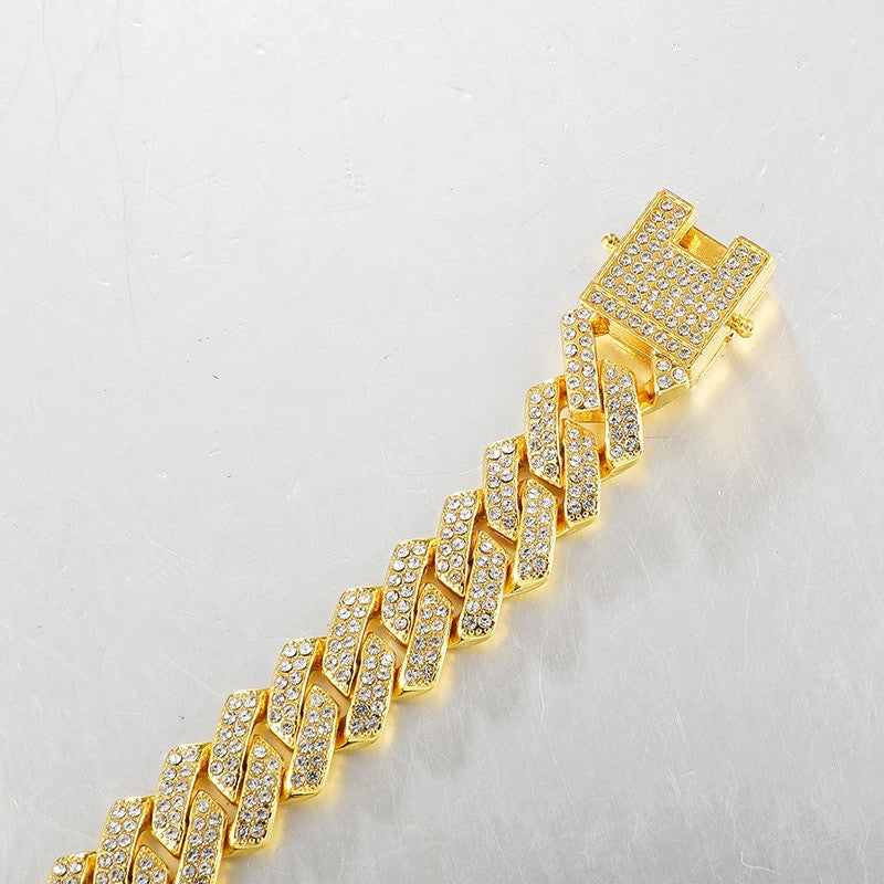 13.5mm Hip Hop Paved Set 14k Silver Rose Gold  AAA Bling Miami Cuban Link Chain Necklace