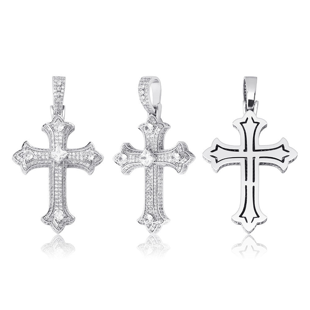 Ancient Of Days 14k Yellow White Rose Gold Princess Cut Flooded Ice Hip Hop Cross Pendant