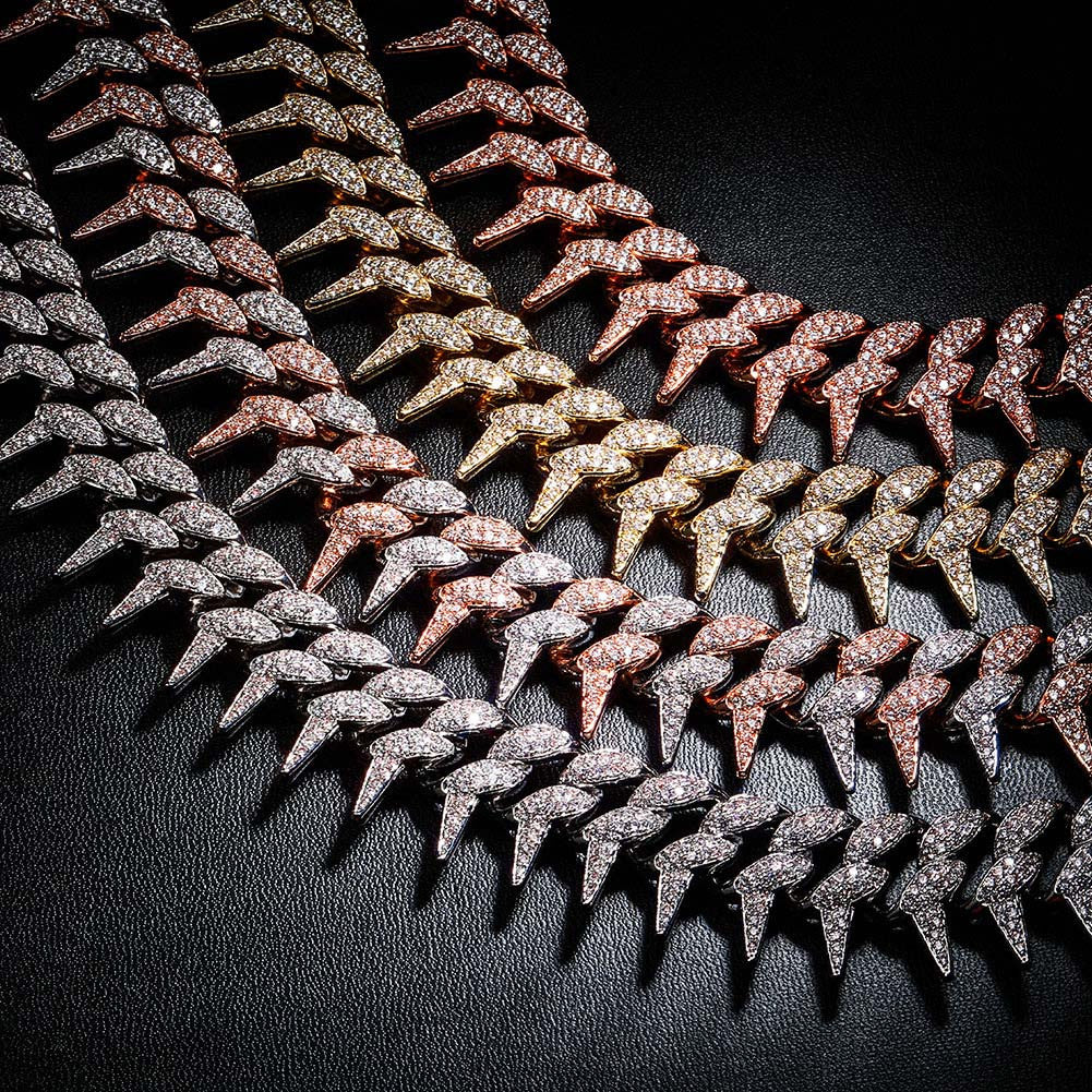 Crown Of Thorns 24k Rose Gold .925 Silver 25mm Box Buckle Hip Hop Cuban Link Chain Necklace