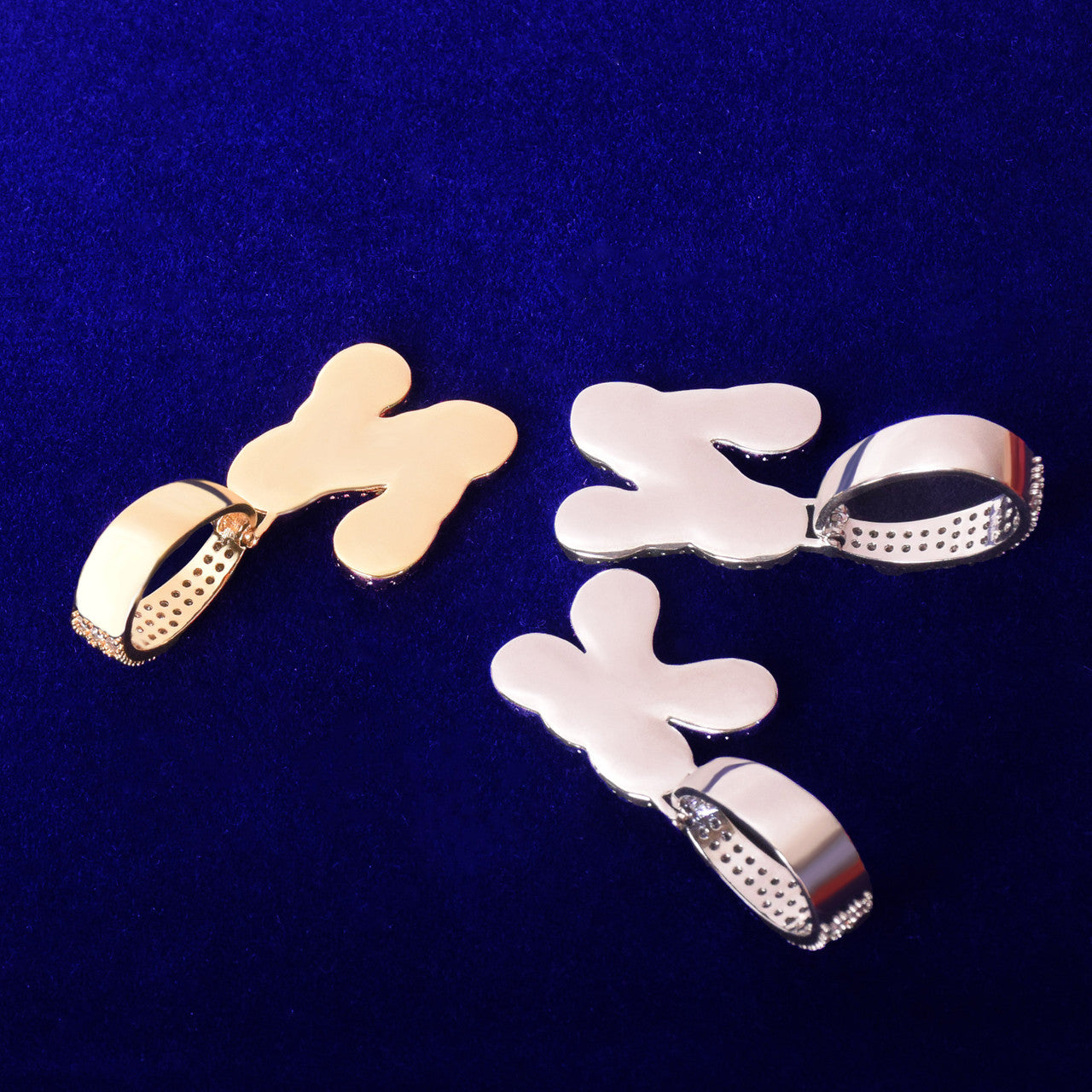 18k Gold .925 Silver Hot Pink Initial Letter Chain Necklaces