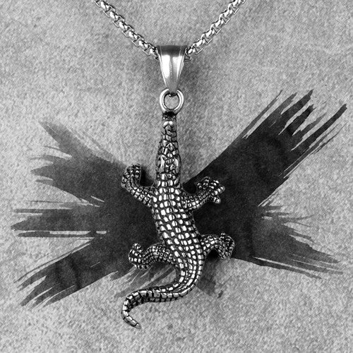 Mens Street Wear No Fade Stainless Steel Crocodile Pendant Chain