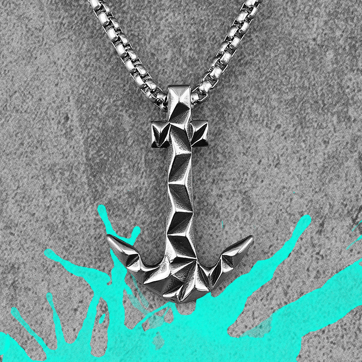 Cutting Anchor | 316L Stainless Steel Men's Nautical Carved Anchor Pendant