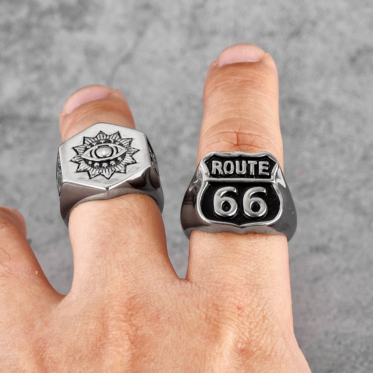 America The Beautiful | Pioneer Famous Route 66 No Fade Stainless Steel Street Style Rings