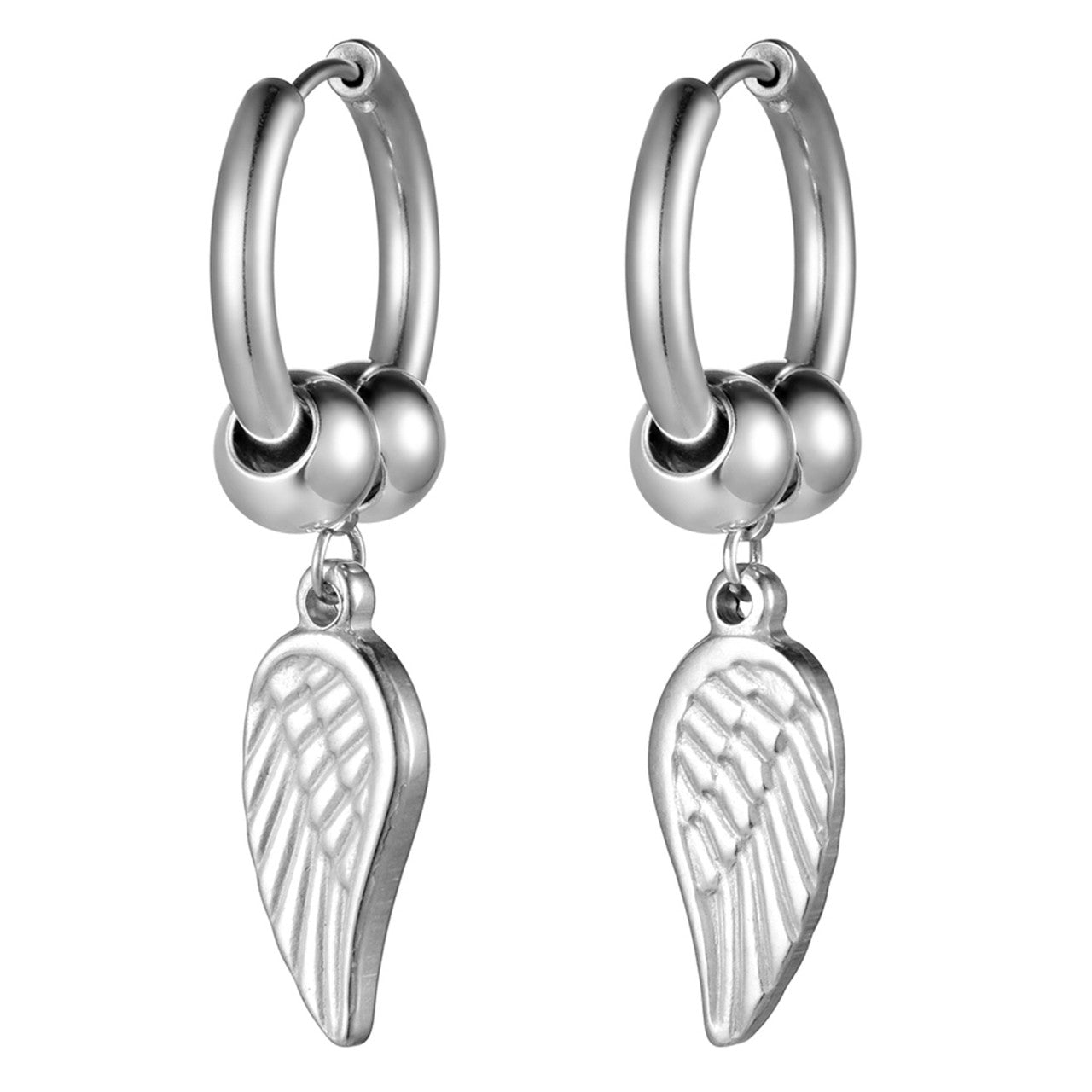 14k Rose Gold Rainbow Color Angel Wings Huggie Style Hoop Stainless Steel High Fashion Earrings