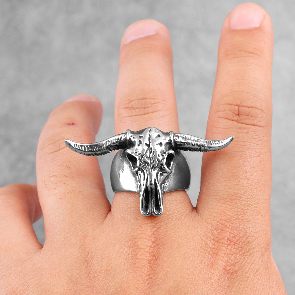 Aries | Mens No Fade 316L Stainless Steel Symbolic Ram Skull Street Wear Rings