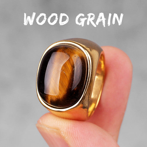 Wood Grain | 316L No Fade Stainless Steel Luxury Hip Hop Street Wear Rings