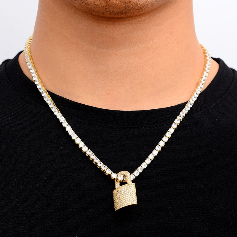 Game On Lock AAA Micro Pave Flooded Ice 18k Gold .925 Silver Hip Hop Pendant