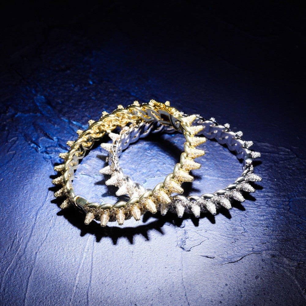 New Spikes Rivets Street Rock Luxury AAA Micro Pave Hip Hop Bracelets