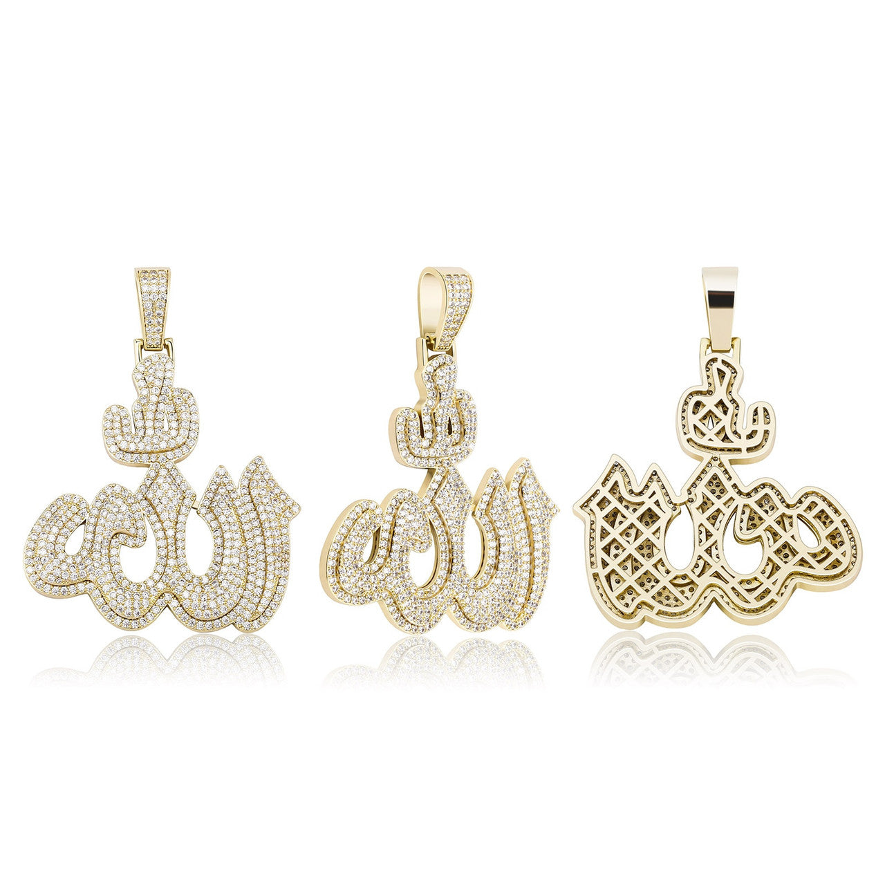 Total Iced New Allāh Bling AAA True Micro Pave Spiritual Pendant Chain Necklace