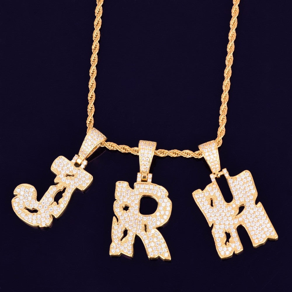 Hollow Letters Hip Hop Initial Pendant