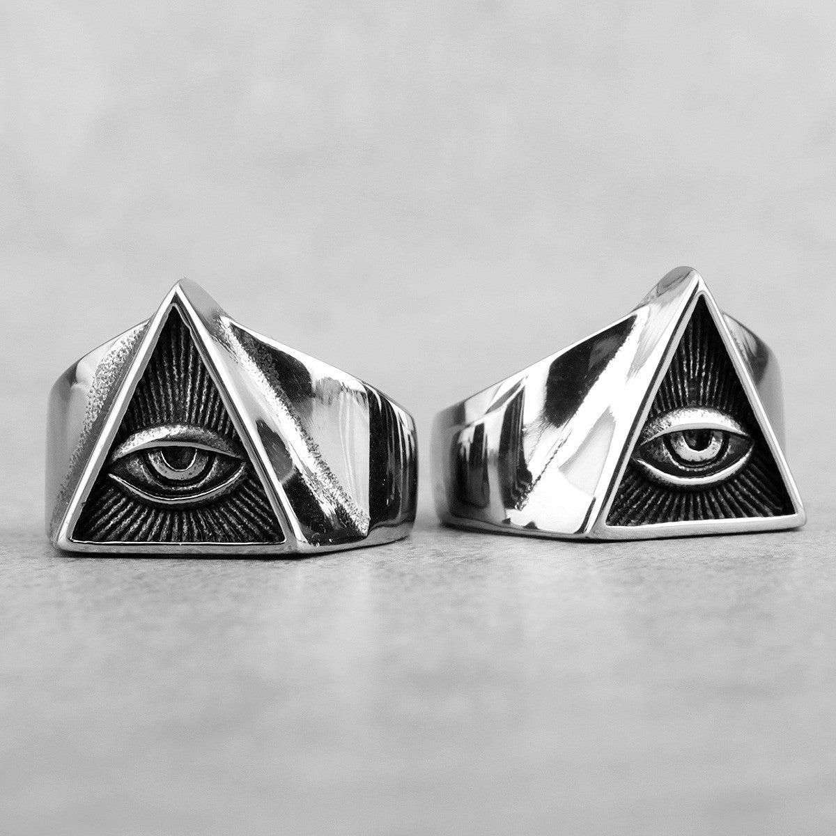 Freemason Illuminati | 316L No Fade Stainless Steel Triangle Masonic All Seeing Eye Rings