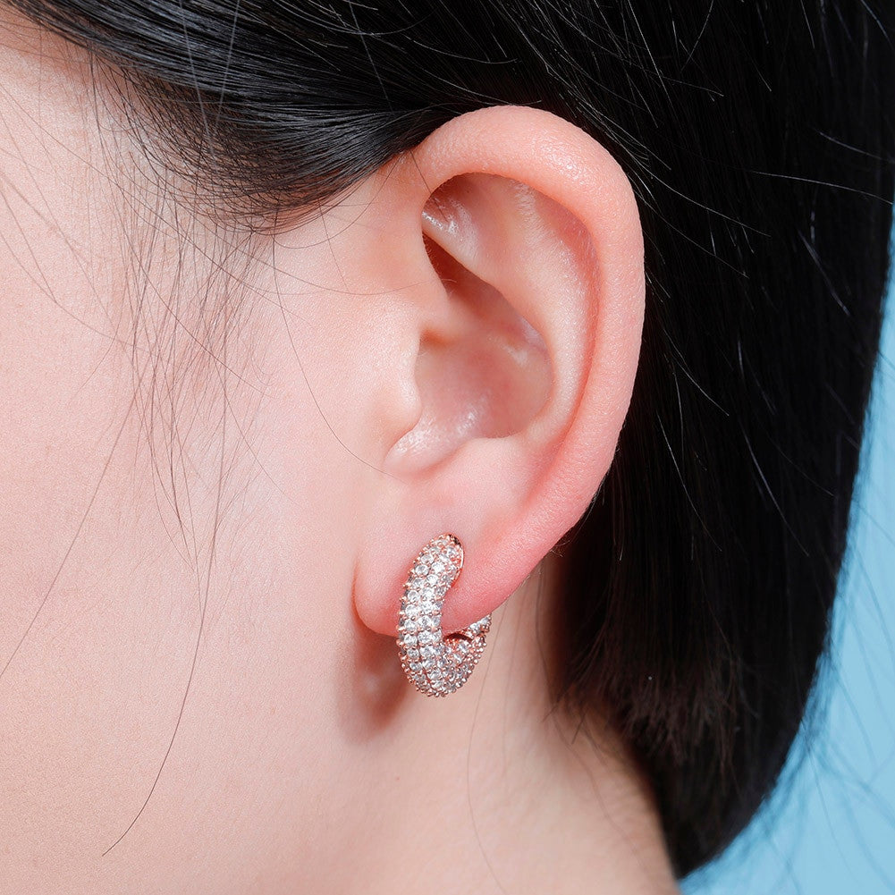 Ladies Beautiful Iced Fashion 3AAA Stone Bling Cube Earrings