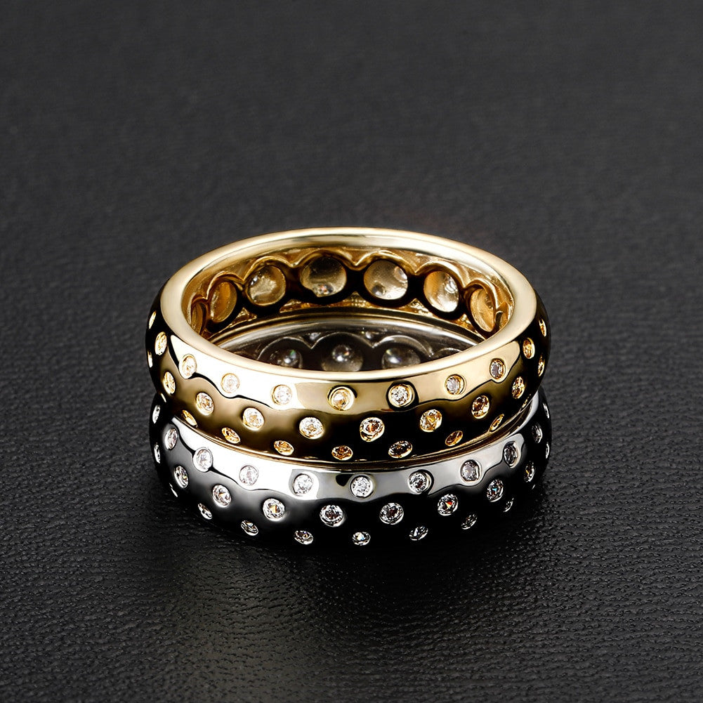 Ladies Night Sky Twilight Deep Set Stone Bling 14k White Yellow Gold Rings