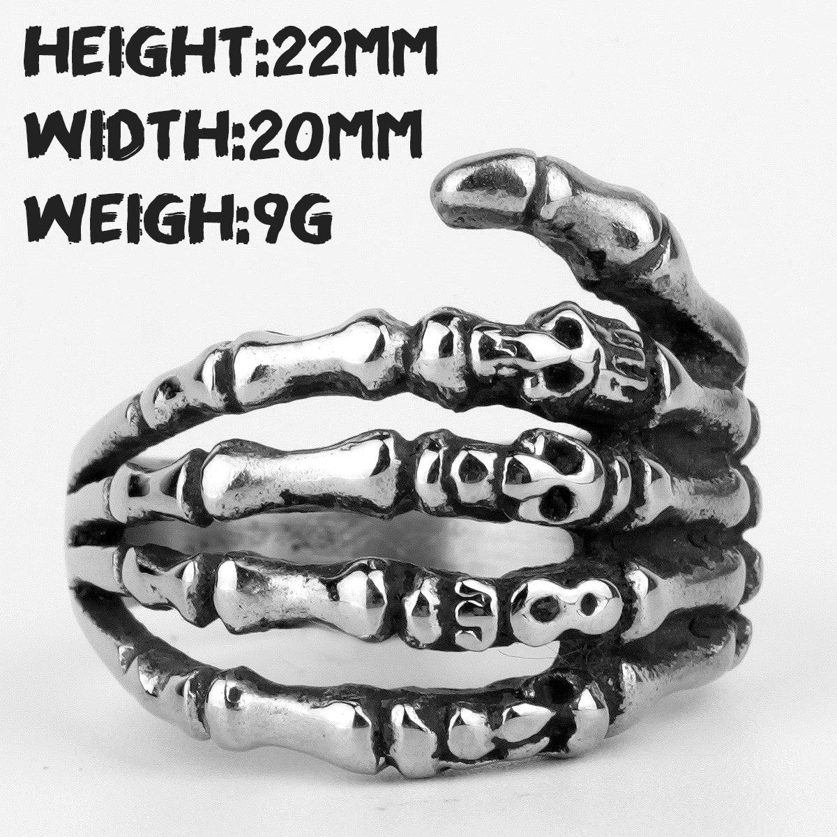 316L Dragon Claw Hand Bone No Fade Stainless Steel Street Wear Mens Fashion Rings