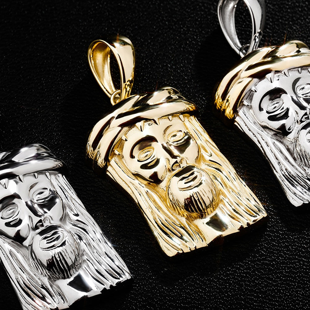 Street Wear Casual Fine Jewelry Solid 925 Sterling Silver Jesus Piece Pendant Chain Necklace