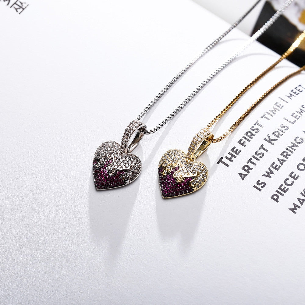 Ladies Solid 925 Sterling Silver Flaming Love Heart Necklaces