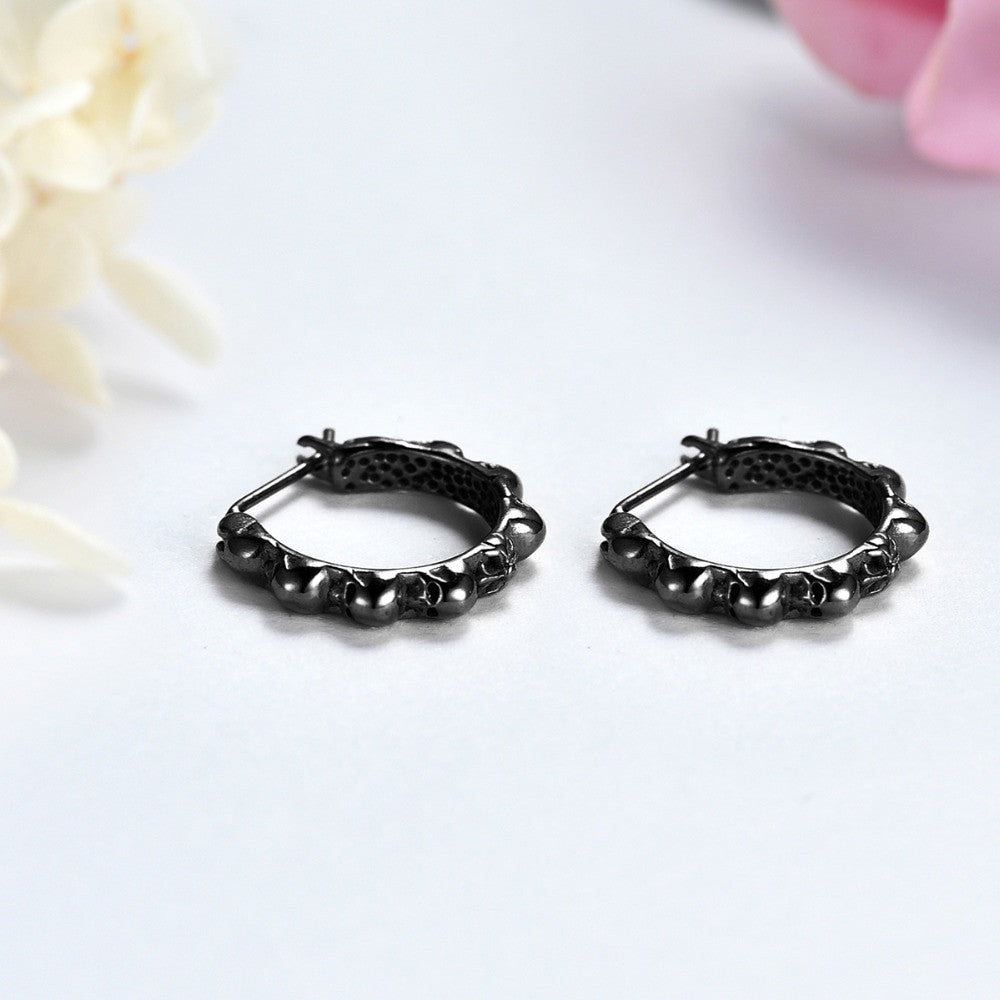 Mens No Fade Stainless Steel Skull Hoop Hip Hop Street Wear Earrings