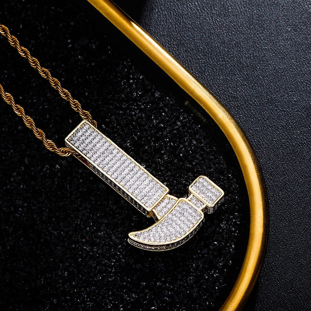 Flooded Ice True AAA+ Micro Pave 14k Gold Bling Hammer Hip Hop Pendant