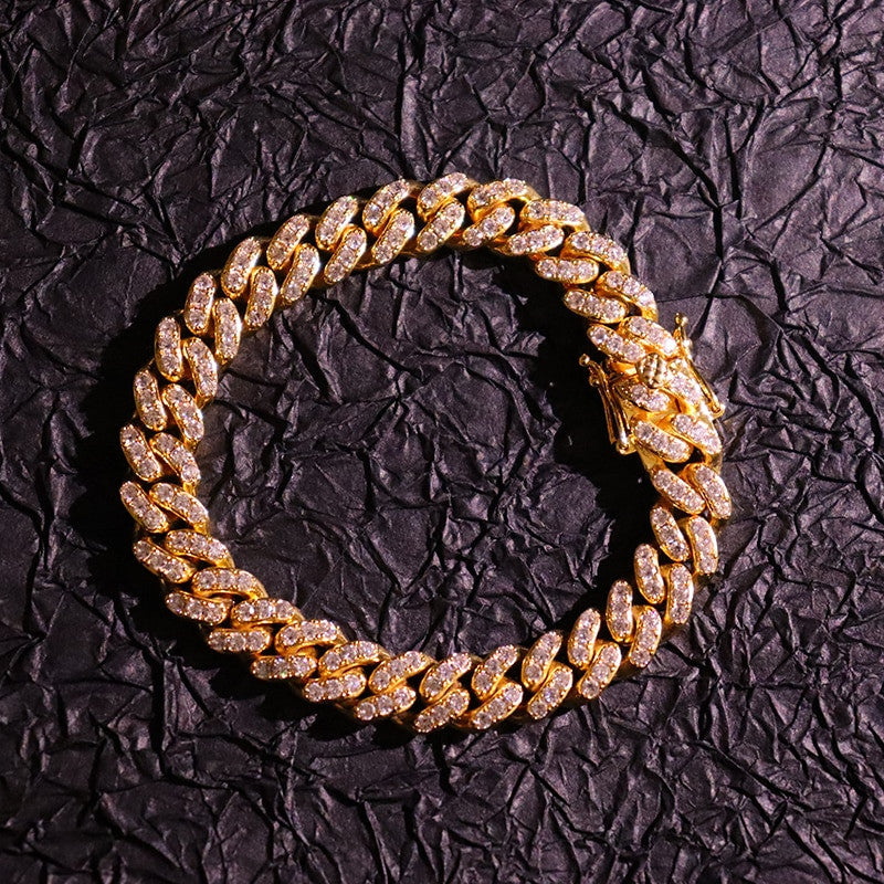 18k Gold AAA Prong Set Miami Cuban Link Bracelet