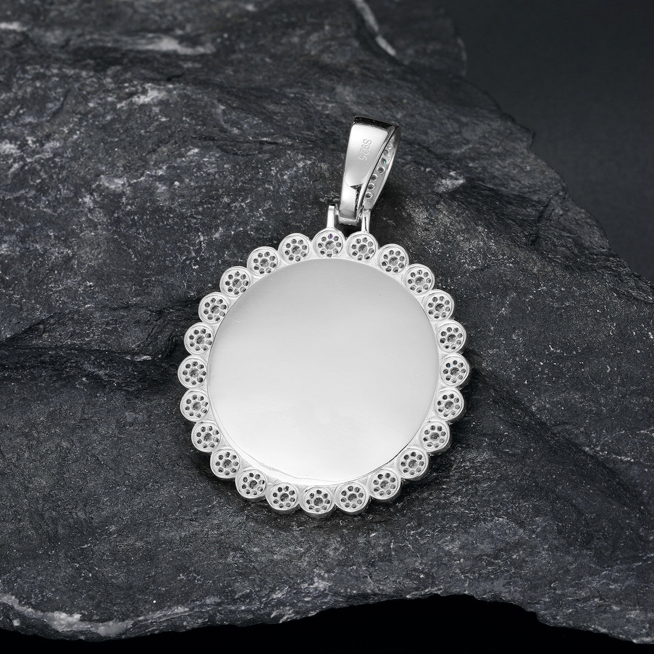 Priceless Moments | Sterling Silver Iced Blinged Out Custom Photo Memory Pendant