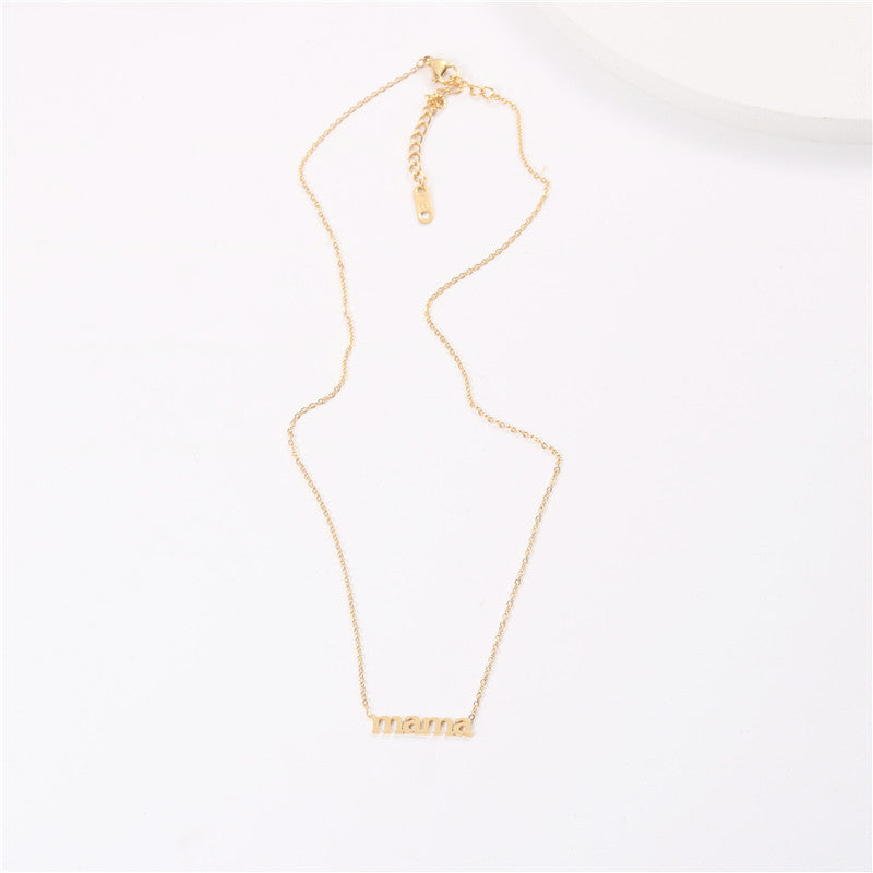 MAMA | 18k Gold No Fade Stainless Steel Mama Mom Tarnish Free Initial Letter Necklace