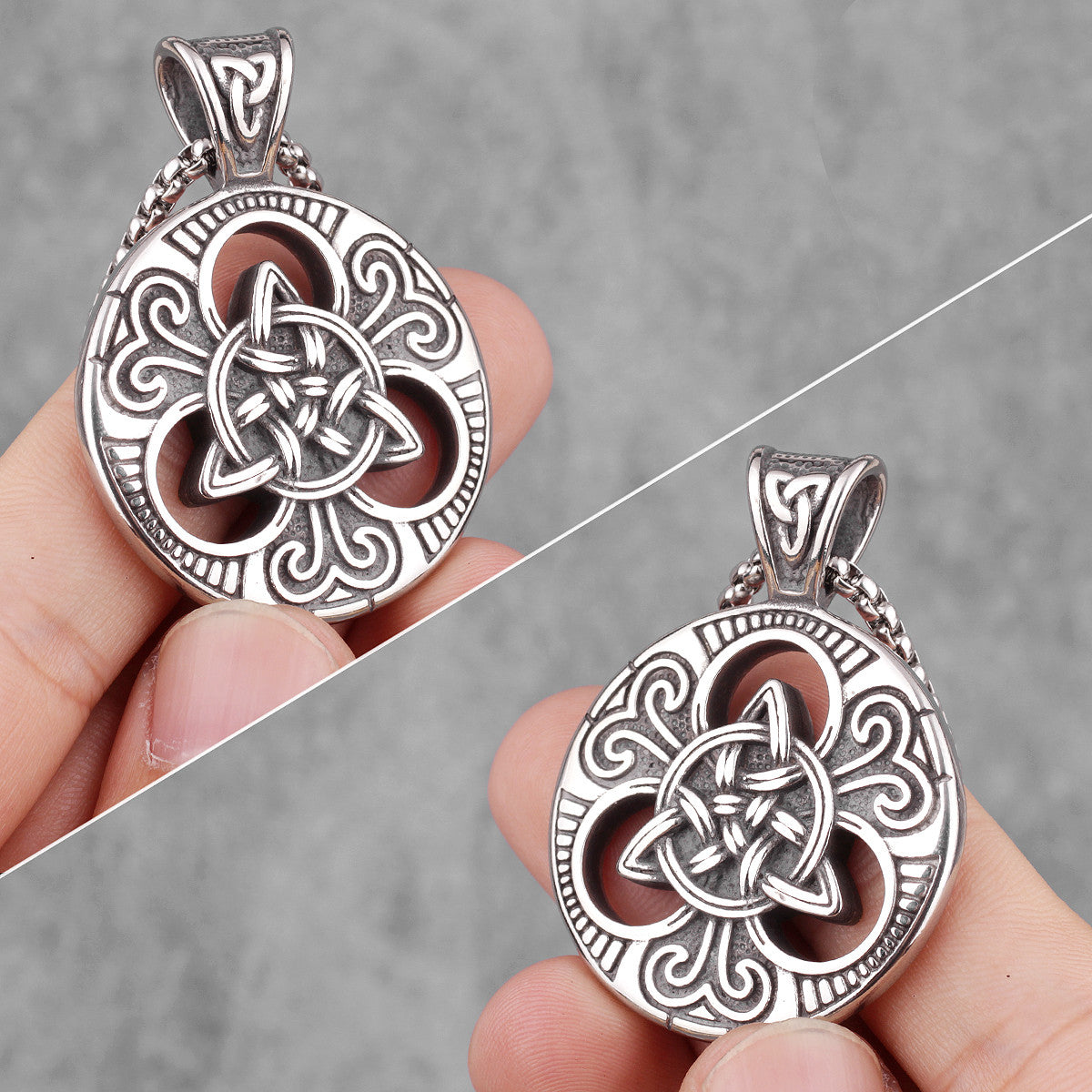 Mens 316L Stainless Steel Celtic Knot No Fade Street Wear Chain Necklaces