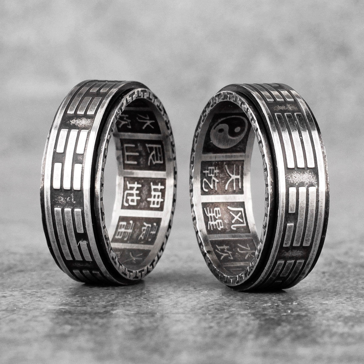 Taoism Tai Chi | 316L Stainless Steel Bagua Rotatable Spiritual Balance Rings