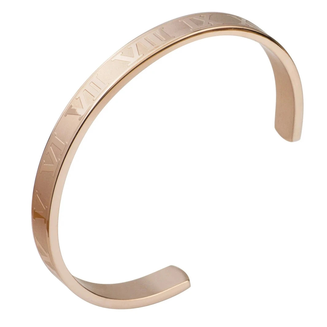 Rome | Luxury Titanium Stainless Steel Roman Numerals Gold Men's Cuff  Bracelets