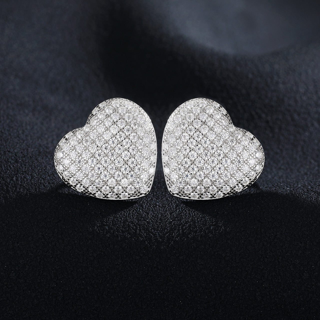 Luxury Genuine Lab Diamond .925 Sterling Silver Heart Bling Hip Hop Earrings