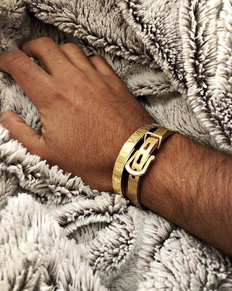 High Fashion Gold Silver Rose Gold Over No Fade Stainless Steel Buckle Bangle Bracelets