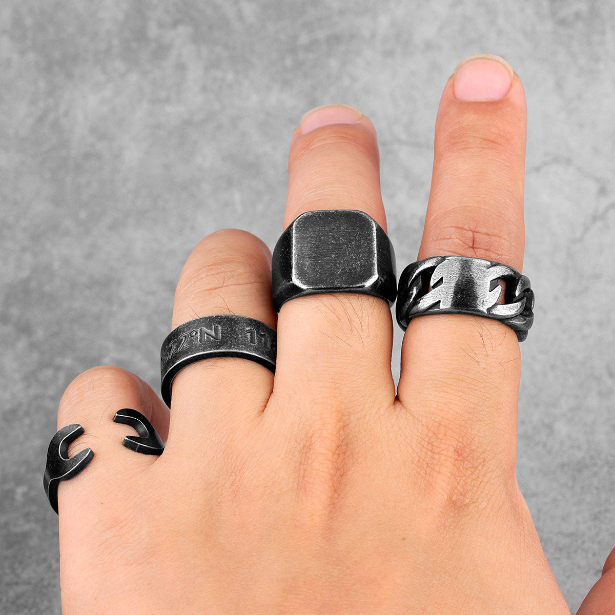 Retro Assortment Rings |  Gold Silver Black No Fade Stainless Steel Men's Street Wear Rings