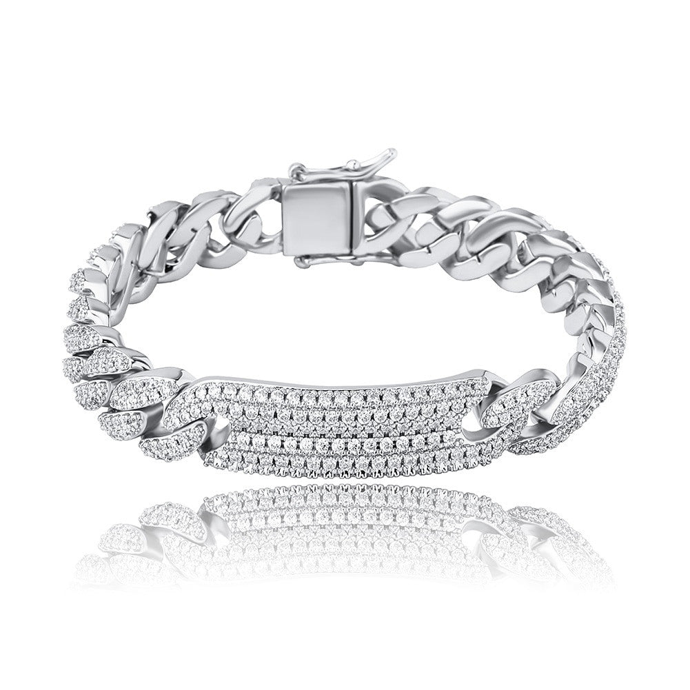 Flooded Ice AAA Micro Pave 9mm ID Style Miami Cuban Hip Hop Chain Bracelet
