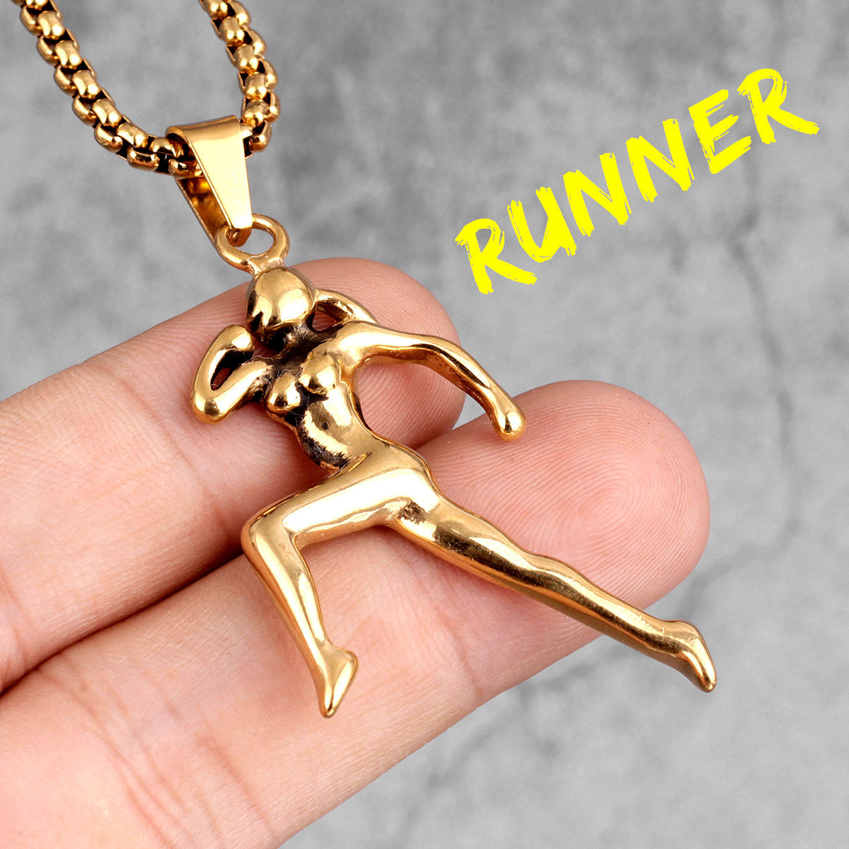 14k Gold Silver Women's Olympic Runner Competition Chain Necklace
