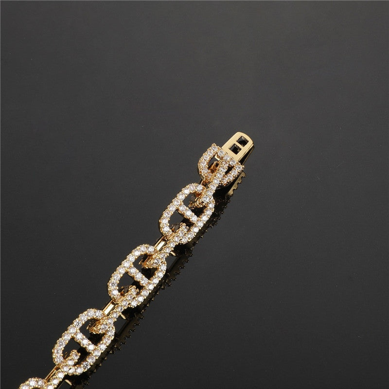 11mm Flooded Ice Open Cuban Link AAA Stone Hip Hop Bracelets